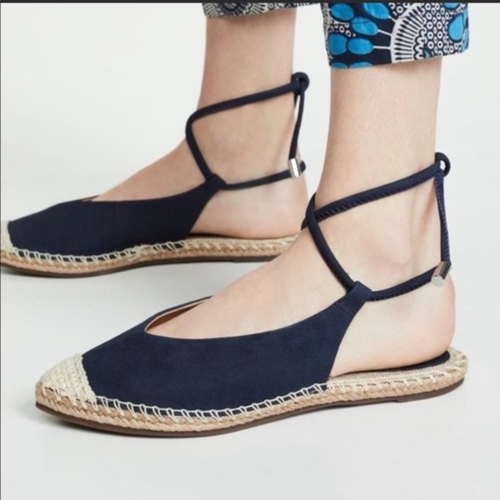 SCHUTZ Laba Navy Wraparound Espadrille Flat | 6.5